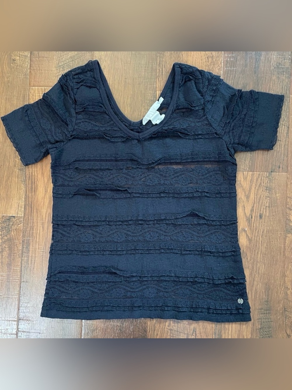 L.O.G.G. LABEL OF GRADED GOODS for H&M navy lace tee shirt, size L